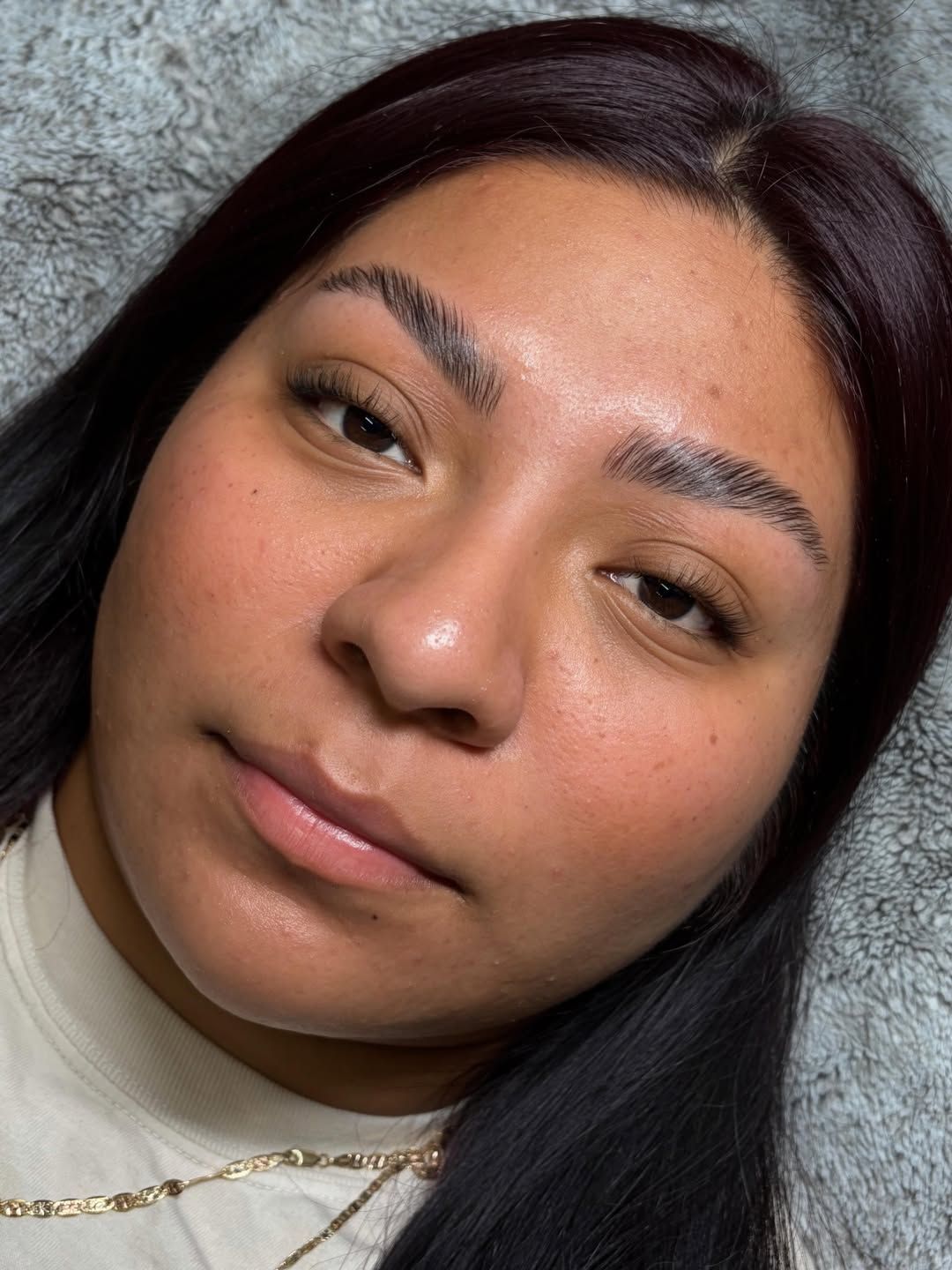 Client with freshly shaped brows