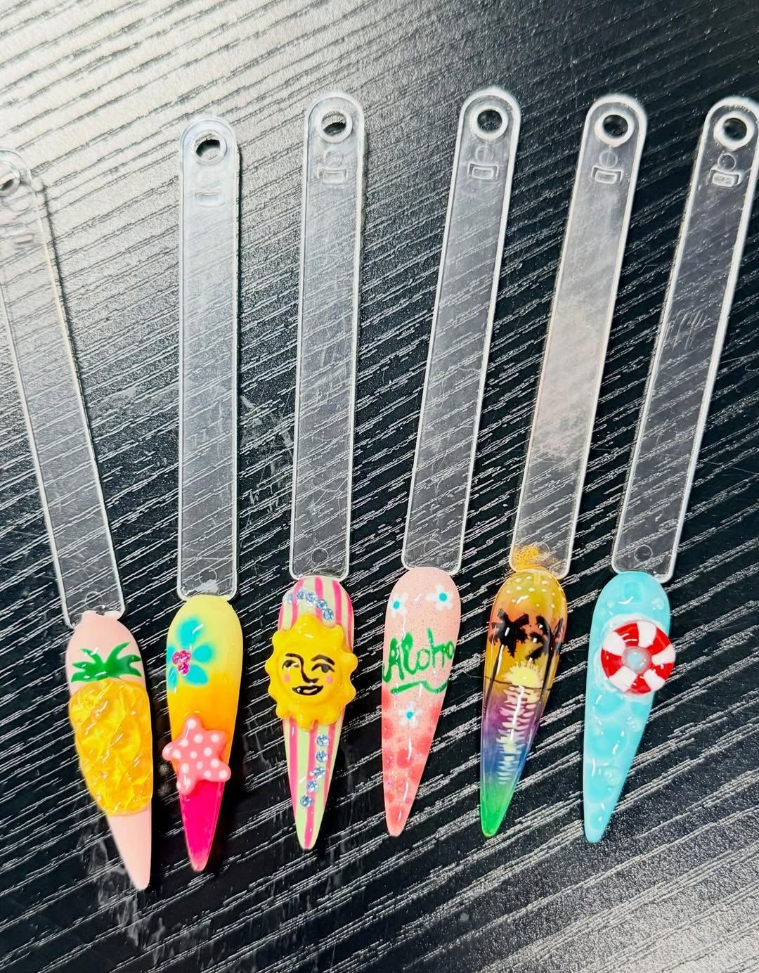 Hand-painted tropical nail art tips